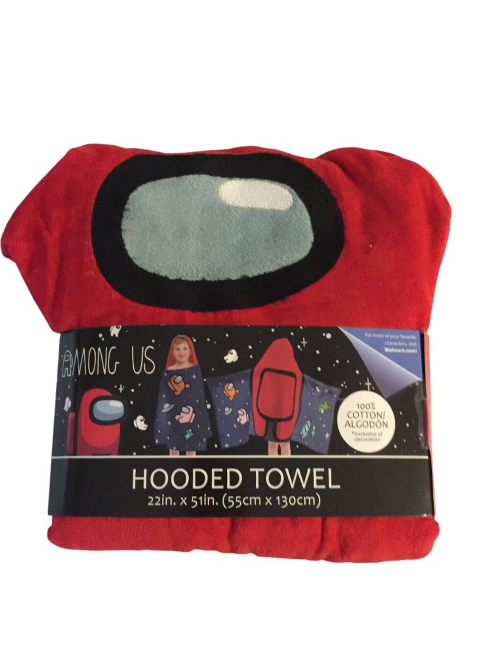 AMONG US Hooded Towel Red Blue 100% Cotton 22" x 51"